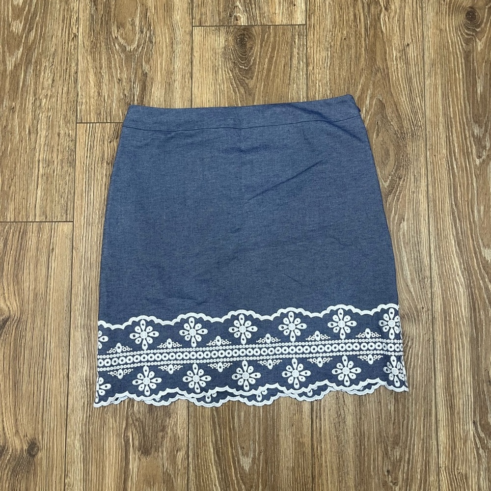 Talbots Blue Lace Trim Skirt Sz 2